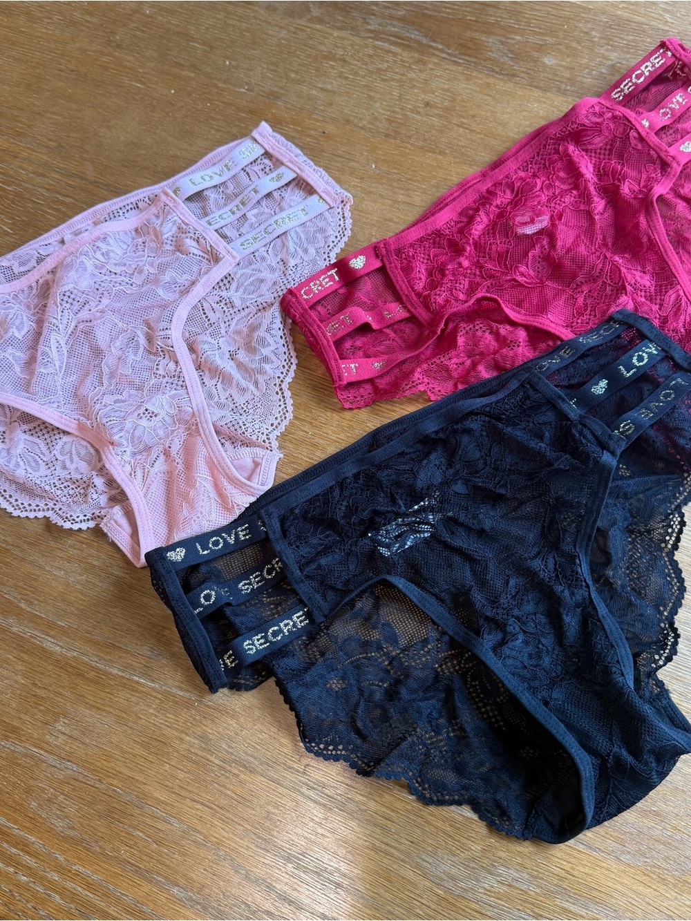 Sexy Lace Boyshorts - Pink, Fuchsia & Black